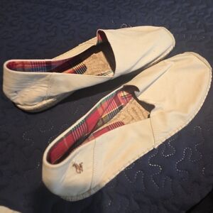 Ralpg Layren Cream Espadrille Flats with Plaid Lining